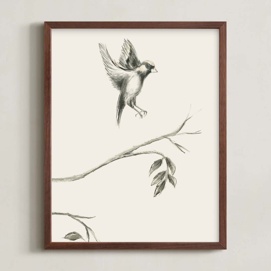 "Birds II" - Art Print in Sand by Teju Reval - Framed