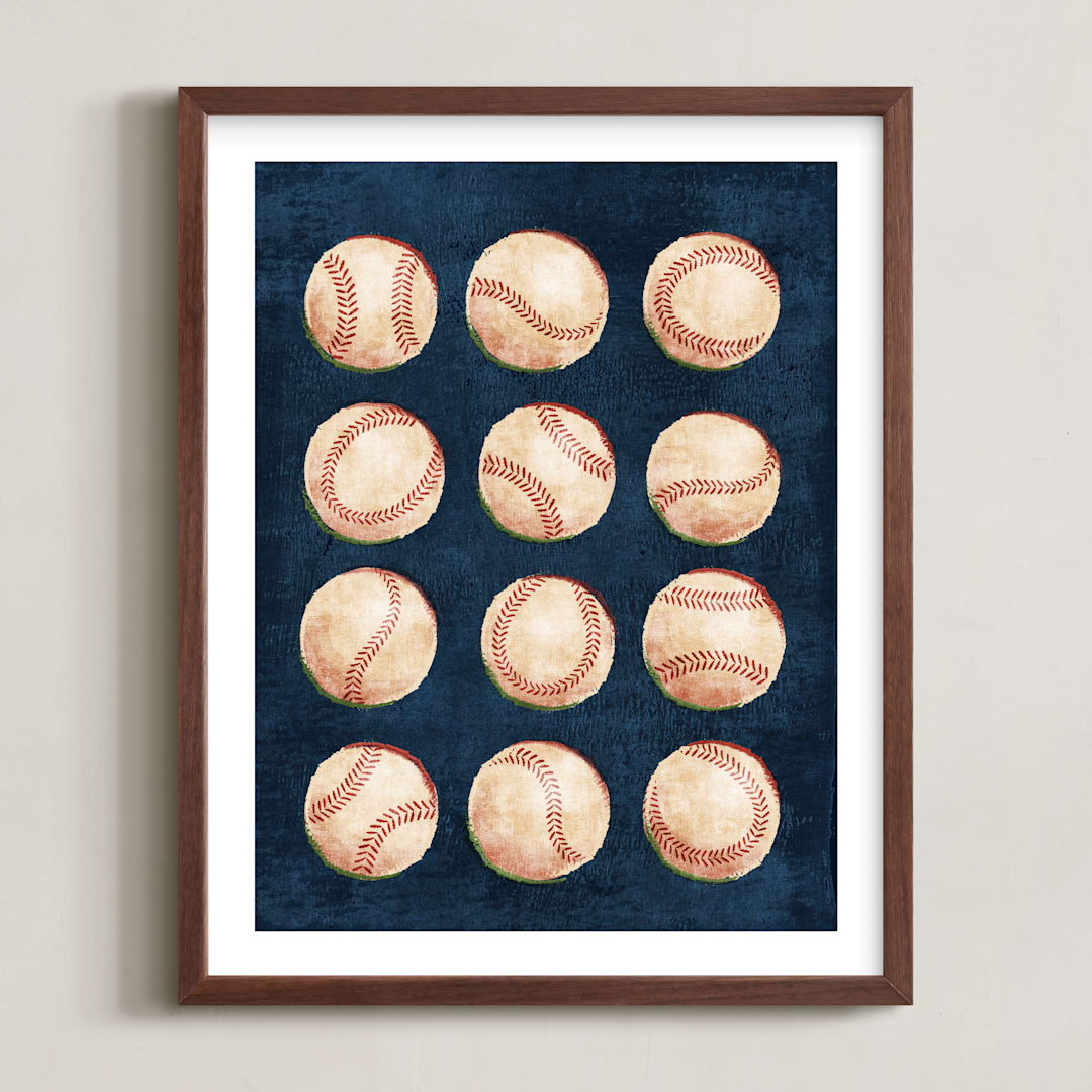 "Dinger 1 Spin Cycle" - Art Print in Navy by Kamala Nahas - Framed