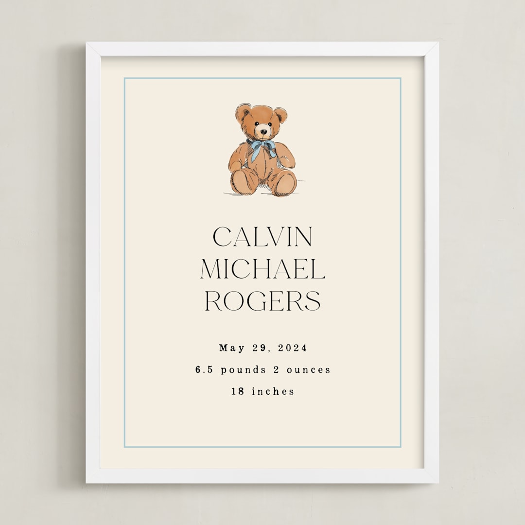 "Baby's Bear: Custom Print" - Custom Print in Frost by Becky Nimoy - Framed