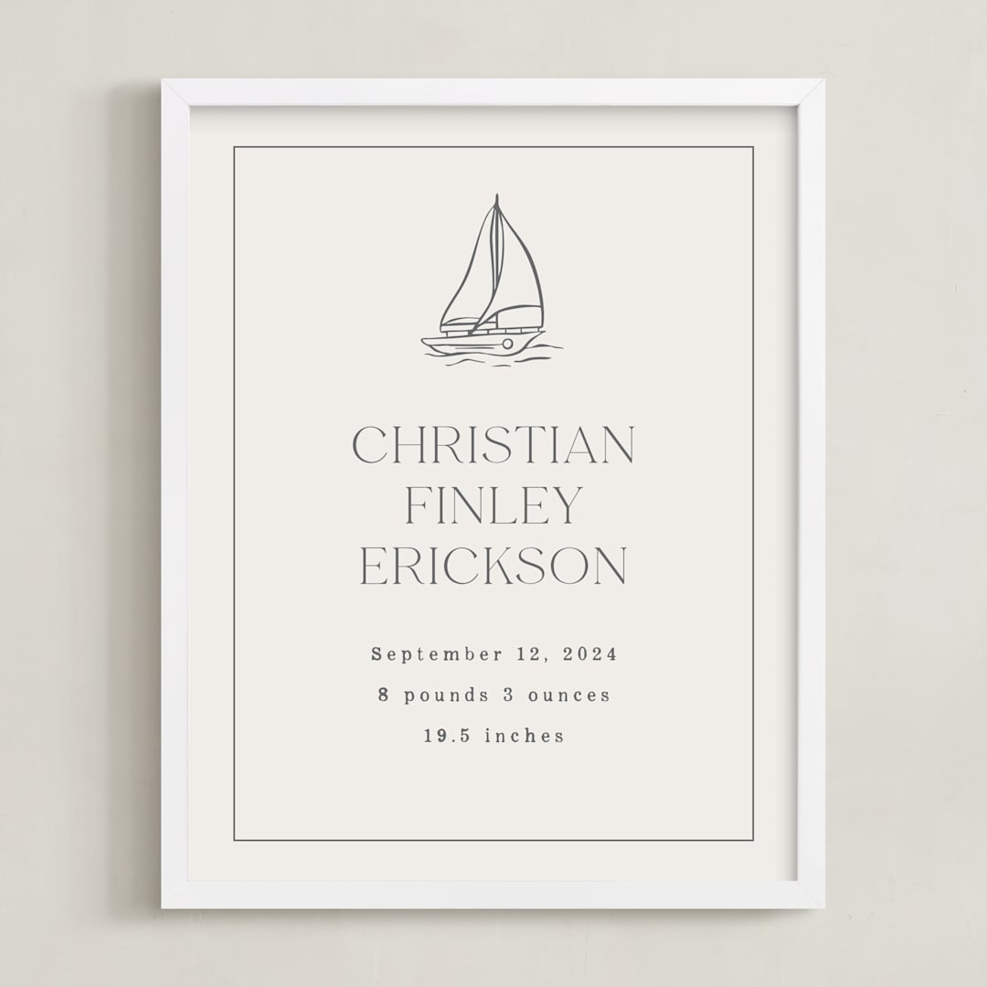 "Baby's Boat: Custom Print" - Custom Print in Sailor by Stephanie Hawkes - Framed