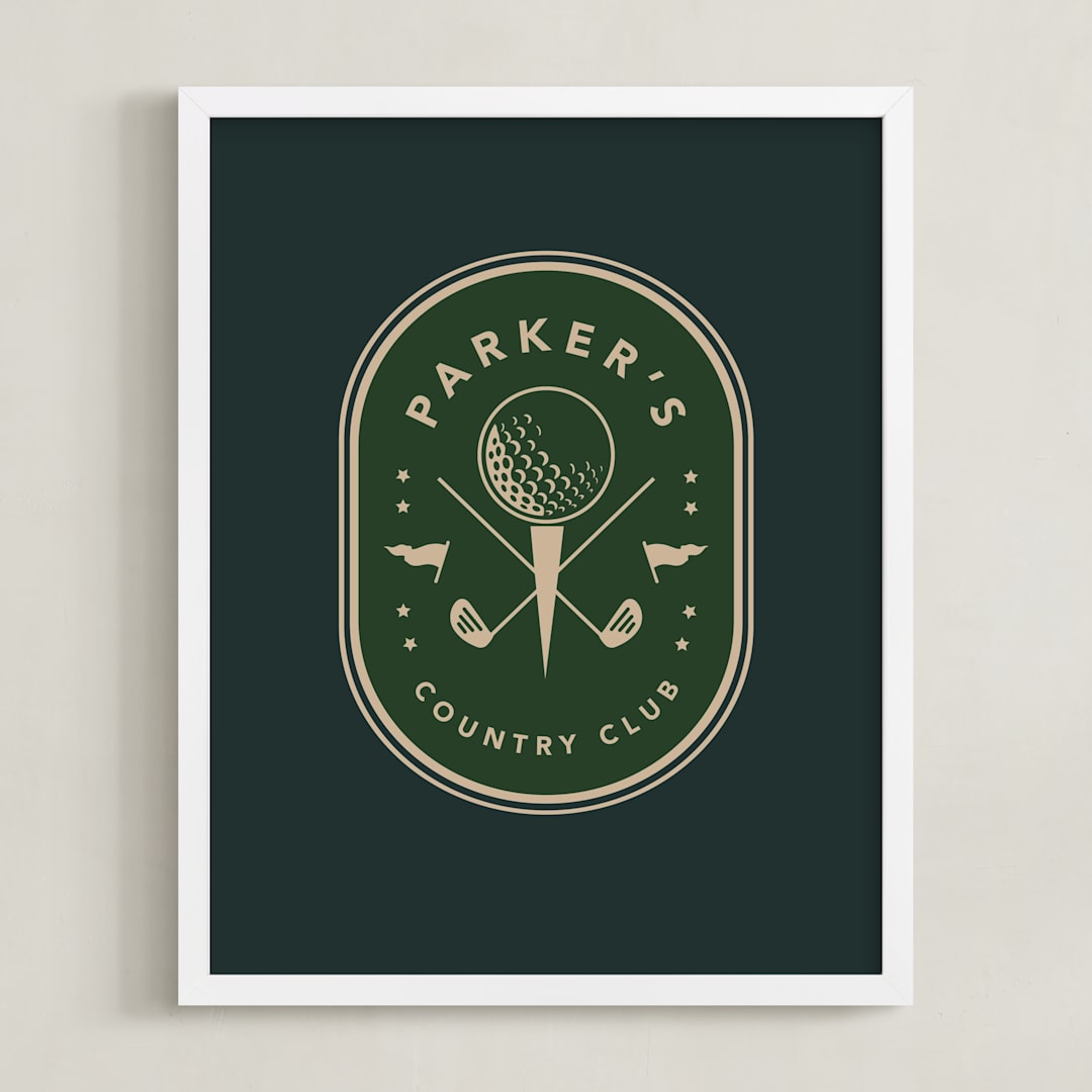 "By Par: Custom Print" - Custom Print in Evergreen by Susan Zinader - Framed