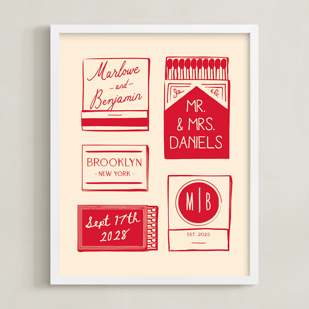 "Matchbooks" - Custom Print in Fire by Jennifer Lew - Framed