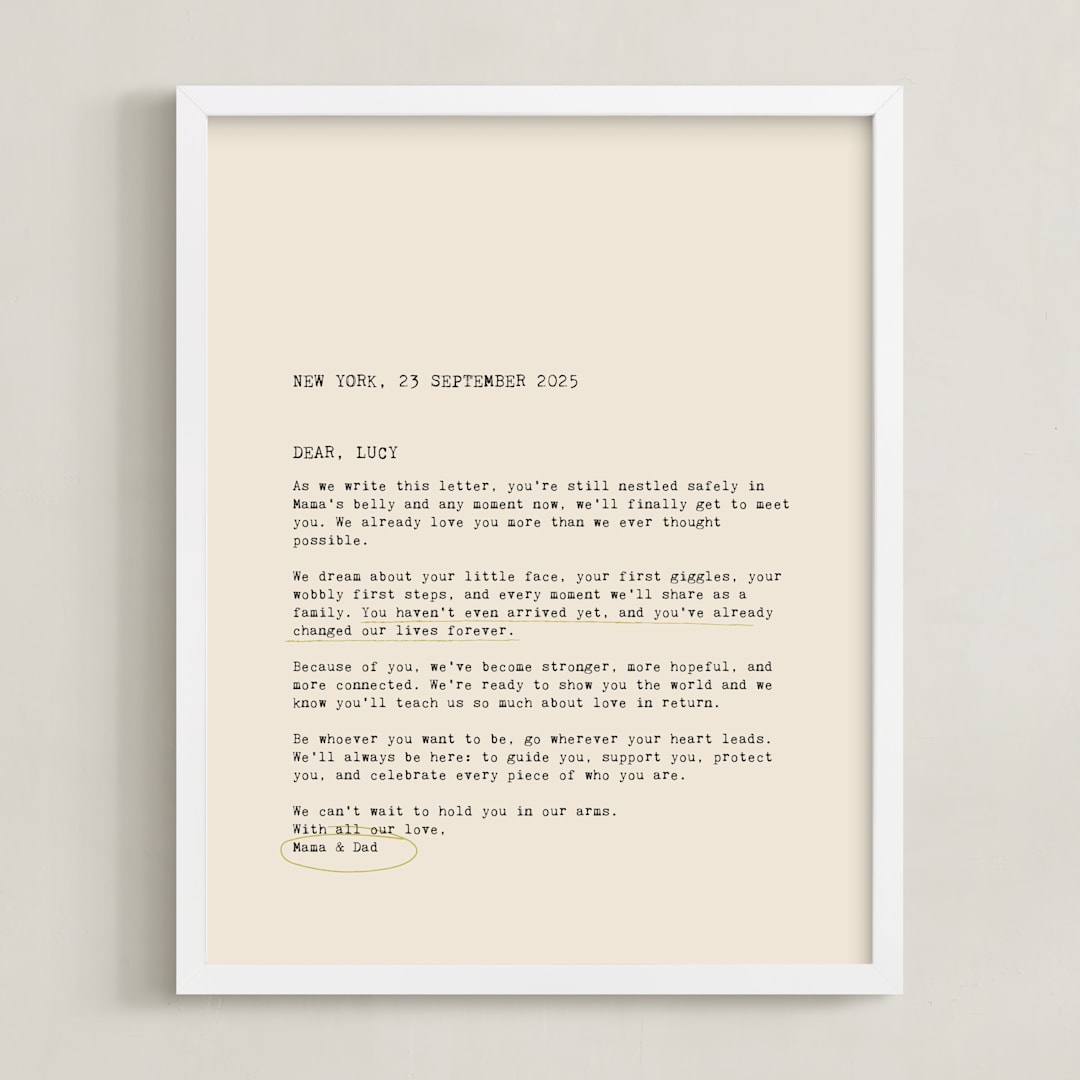 "The Letter" - Custom Print in Lime by Helena Vitto - Framed