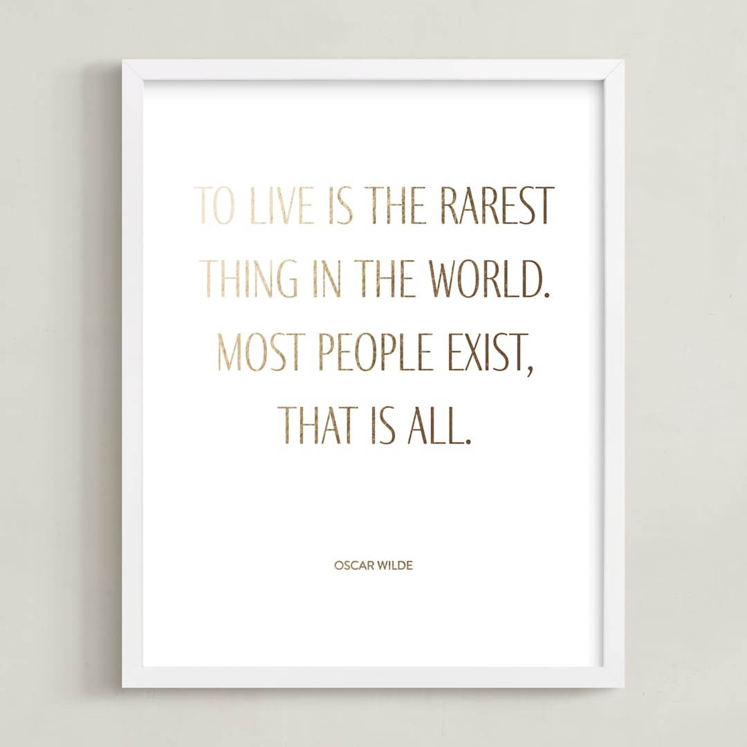 "Custom Quotes" - Custom Foil Print in Gold by Minted - Framed