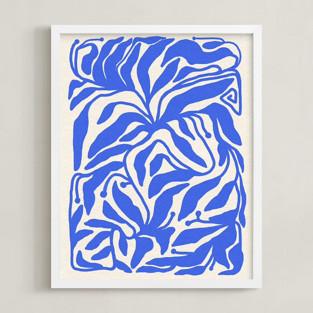 "Azure Flow" - Art Print in Blue by Black Botanic - Framed