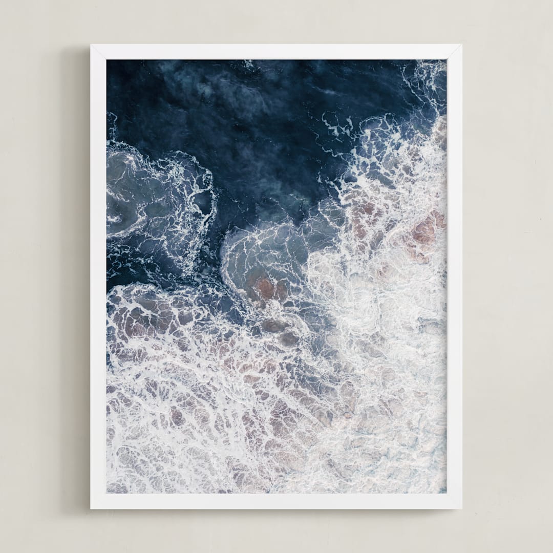 "Ocean's Brushstrokes 1" - Art Print in Deep Sea by Tania Medeiros - Framed