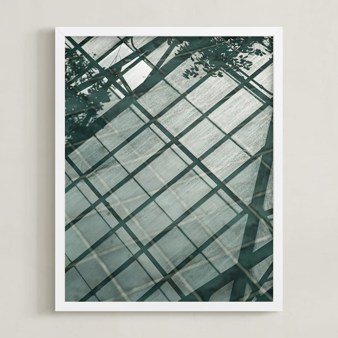 "Weaves of shadows I" - Art Print in Teal Green by Van Tsao - Framed