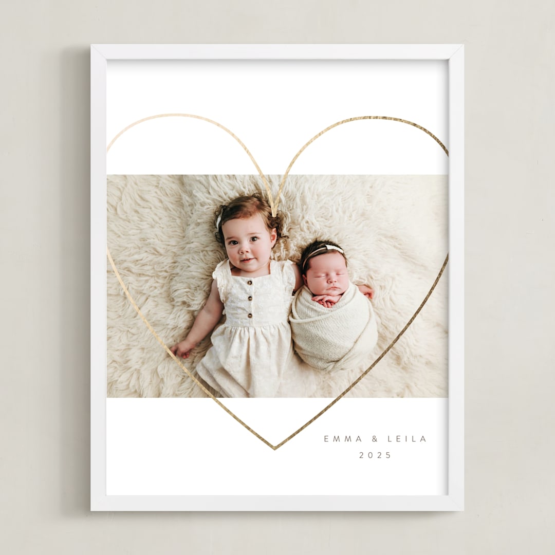 "Heart Outline: Portrait Foil Framed Photo" - Foil Framed Photo in Gold by Itsy Belle Studio - Framed