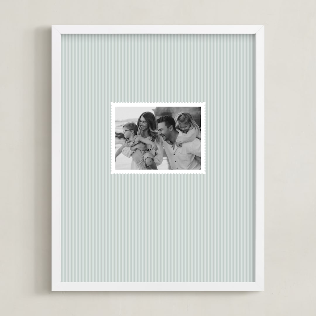 "Railroad Stripe: Portrait" - Framed Photo in Denim by Olivia Kanaley Inman - Framed