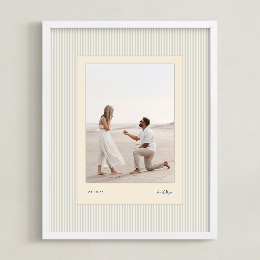 "Luxe Stripes: Portrait" - Framed Photo in Azure by Creo Study - Framed