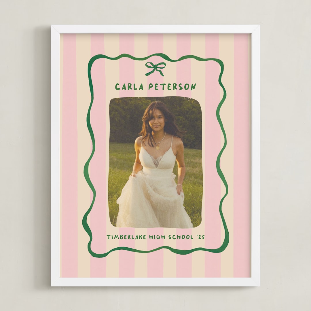 "Whimsical Stripes: Portrait Framed Photo" - Framed Photo in Raspberry Matcha by Vera Lim - Framed