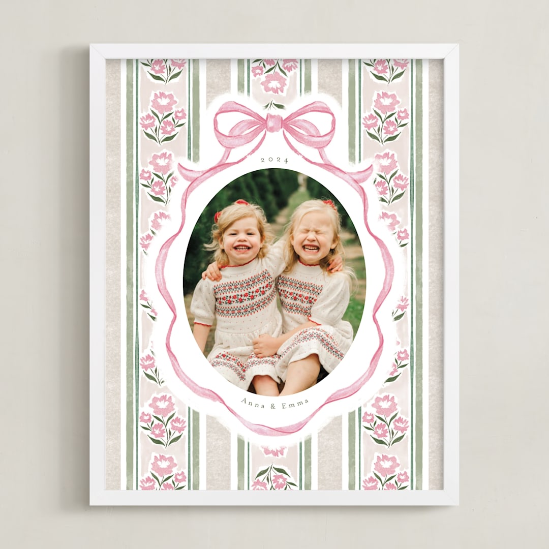 "Holiday Ribbon: Portrait Framed Photo" - Framed Photo in Peony by Jackie Crawford - Framed