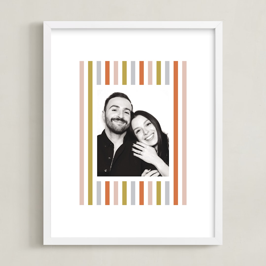 "Mod Stripes: Portrait" - Framed Photo in Peach by Erin German - Framed