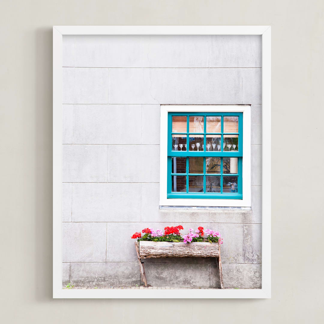 "A Little Window" - Art Print in White Grey by Alexandra Feo - Framed