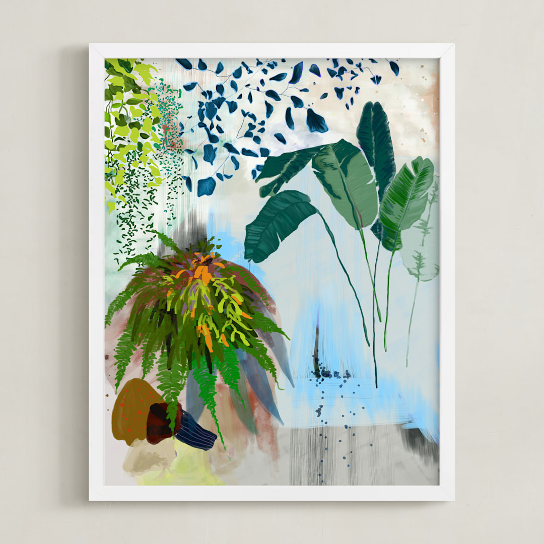 "A Composition of Plants" - Art Print in Blue Safari by Yanni Hui - Framed