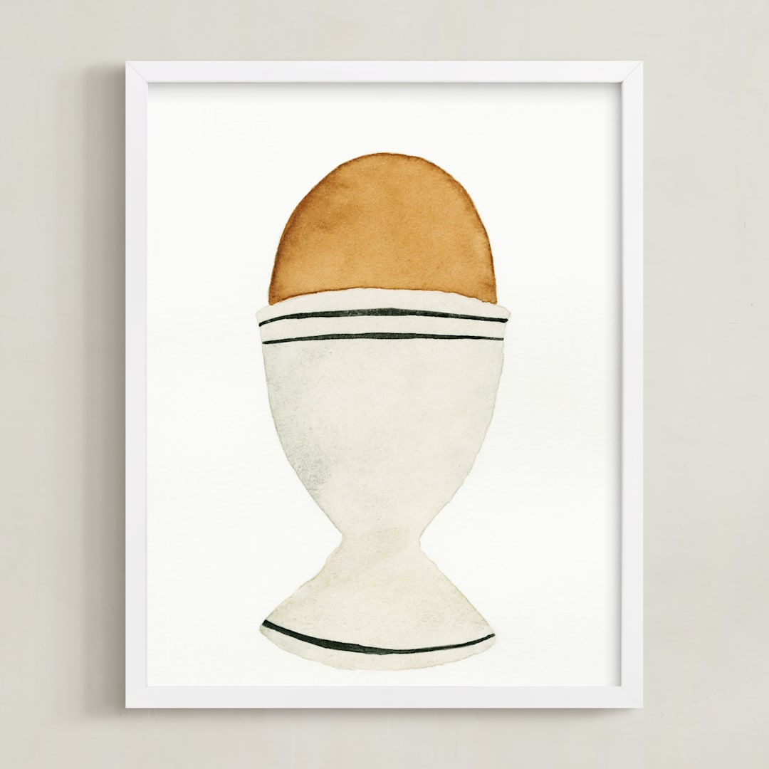 "The Humble Egg" - Art Print in porcelain gray by Monica Loos - Framed