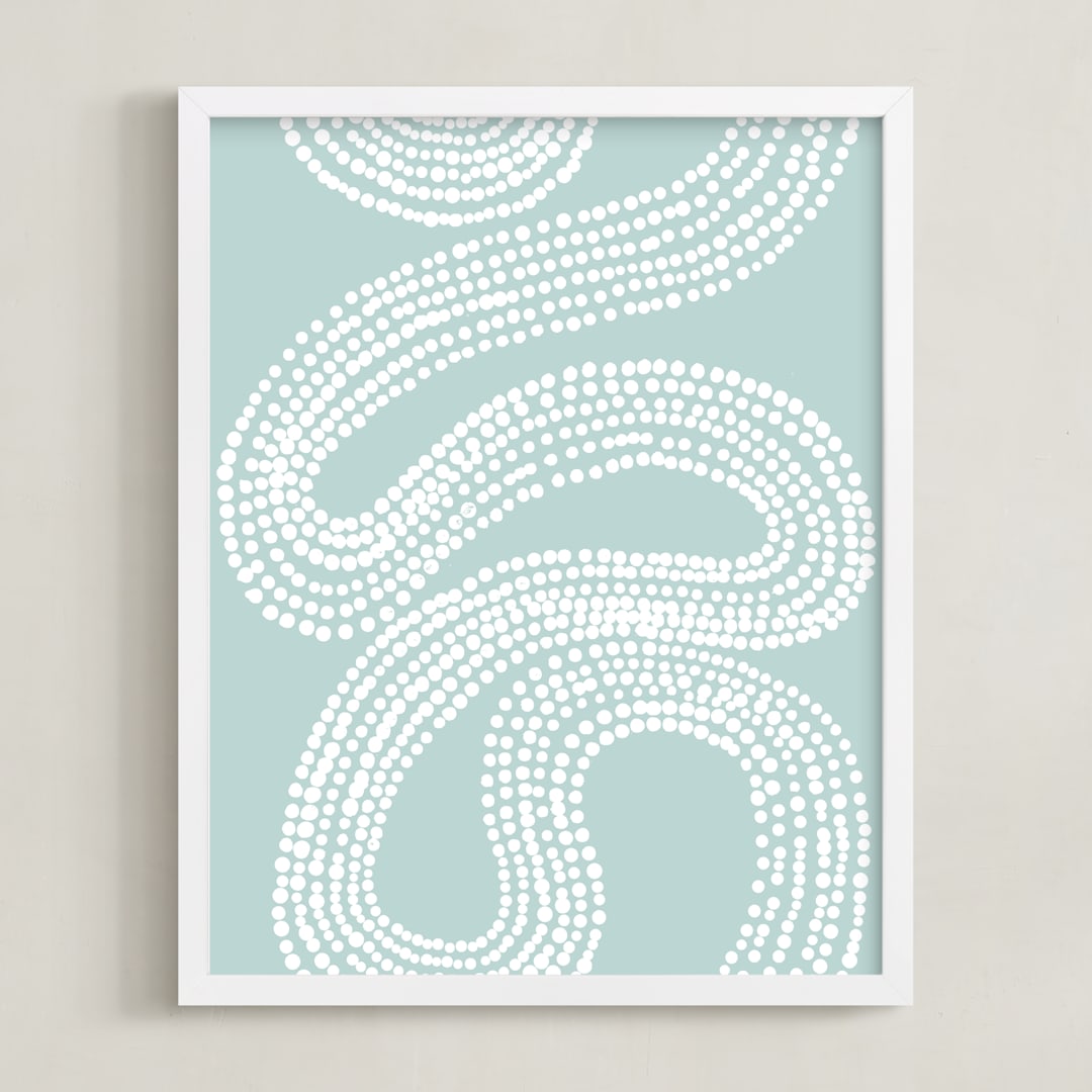 "River of Dots" - Art Print in light blue by Jorey Hurley - Framed