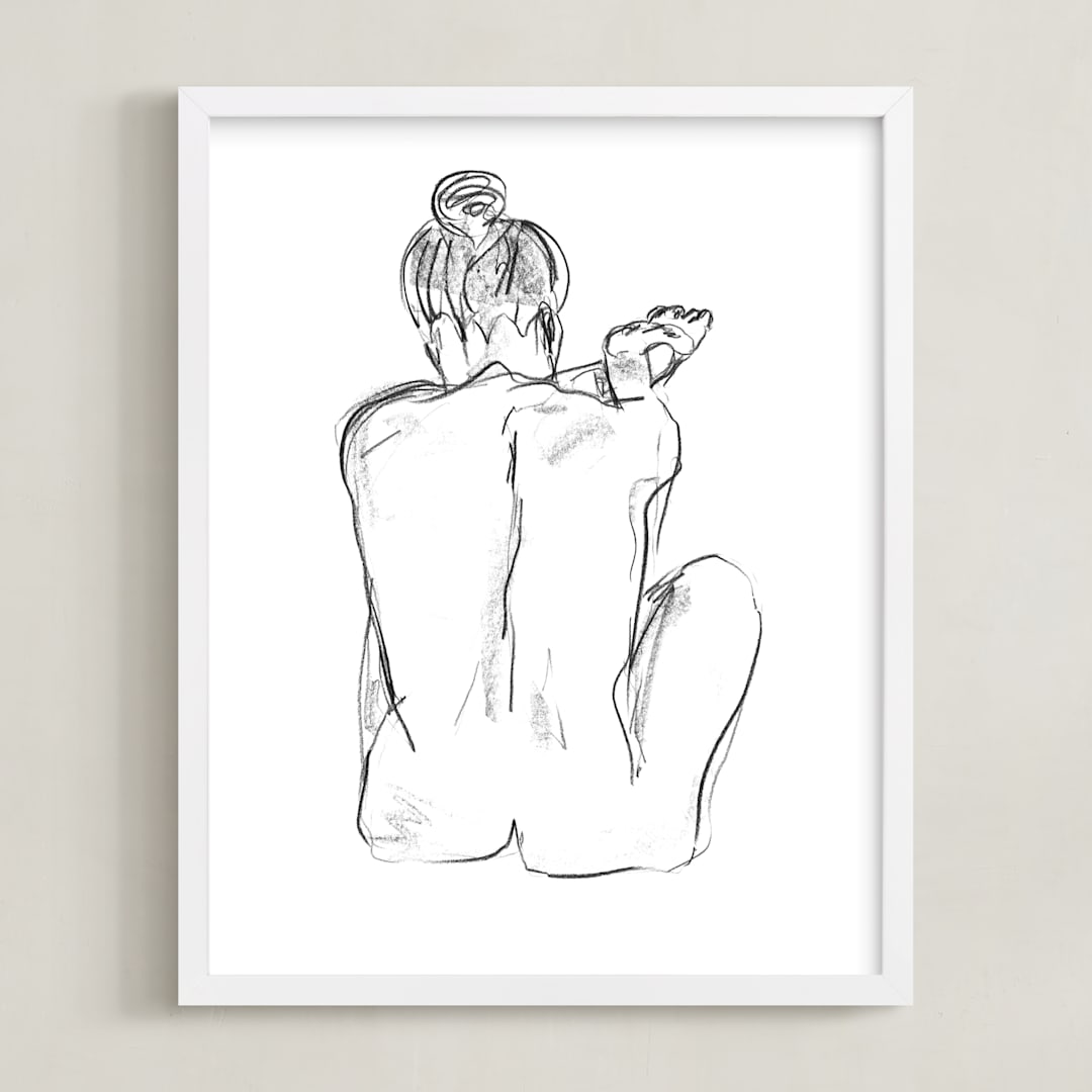 "Stretching" - Art Print in White by Miranda Mol - Framed