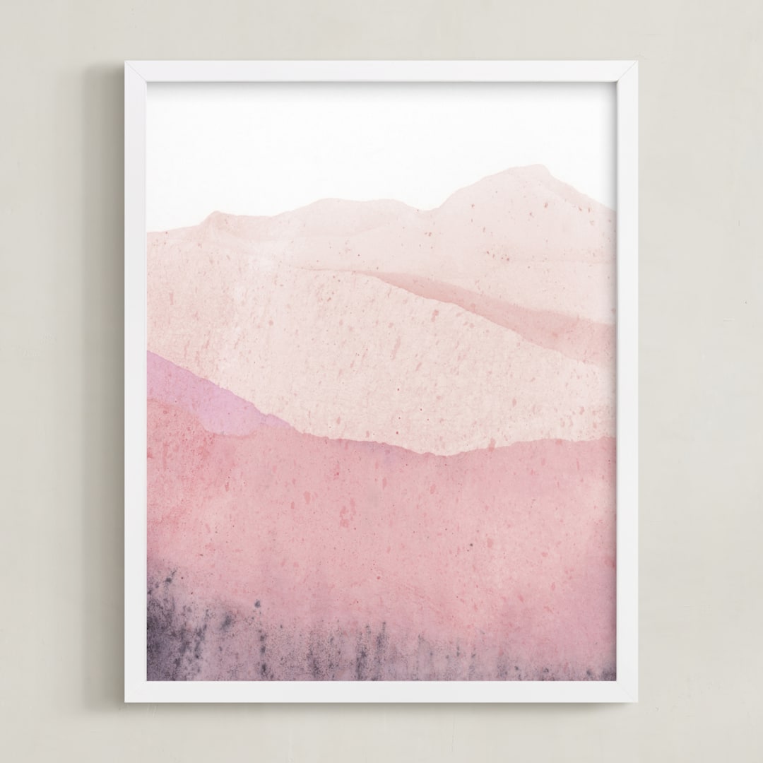 "Mountain Range" - Art Print in Beige Pink by Sadie Holden - Framed