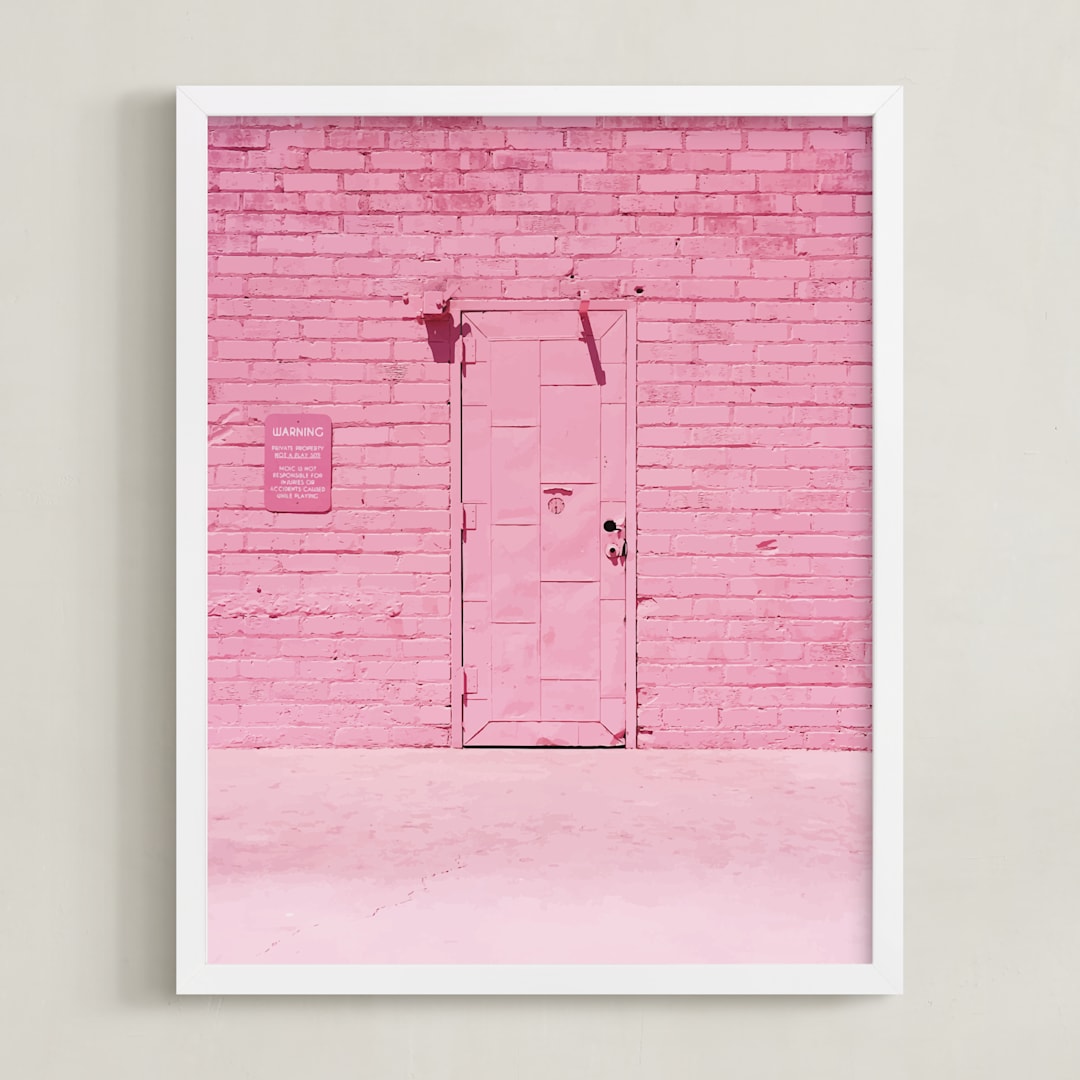 "The Pink Door" - Art Print in Pink by Jenna Gibson - Framed