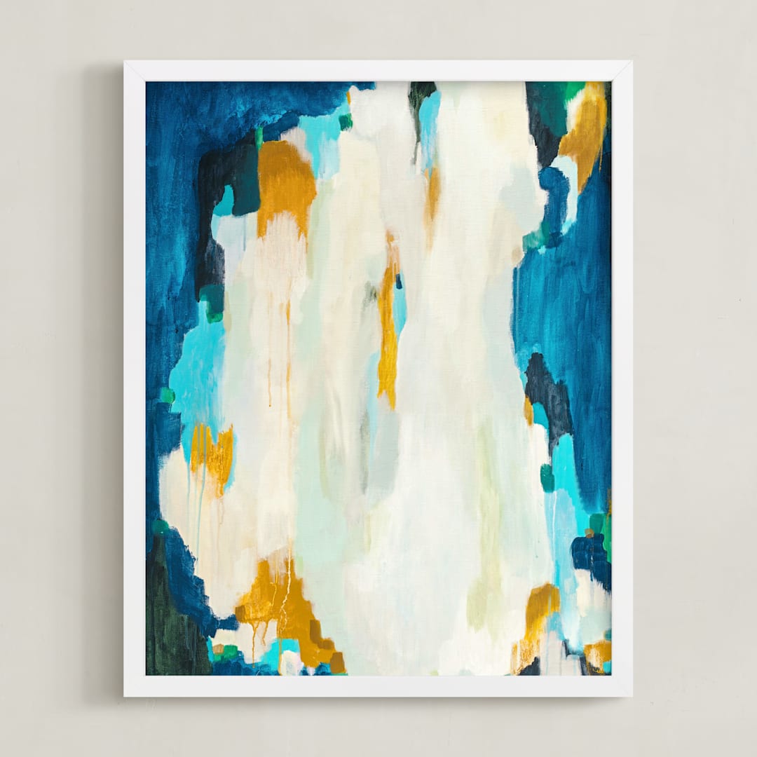 "Agua de Oro" - Art Print in Navy by Parima Studio - Framed