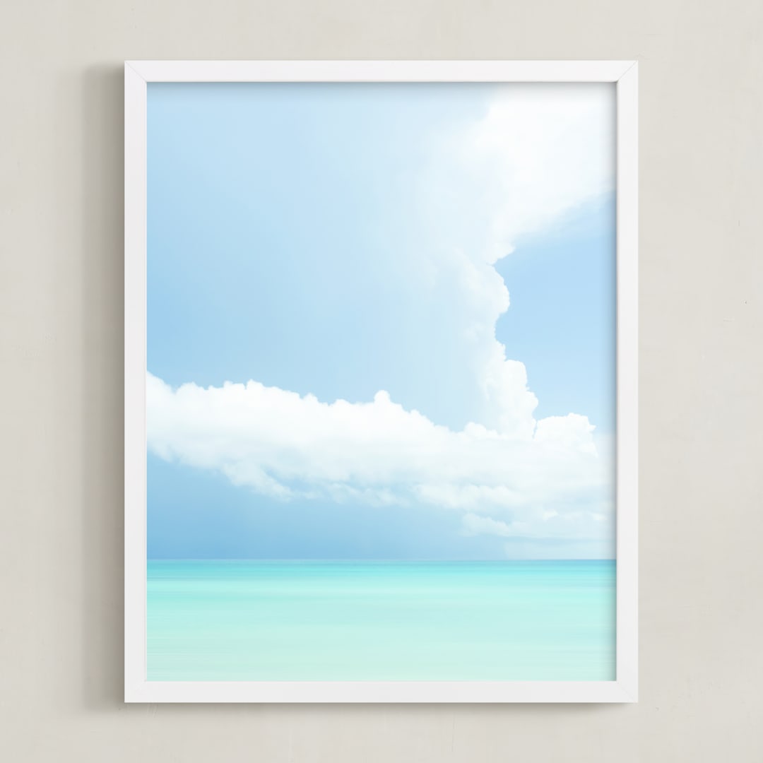 "Summer Clouds Series 2" - Art Print in Caribbean Blue by Lisa Sundin - Framed