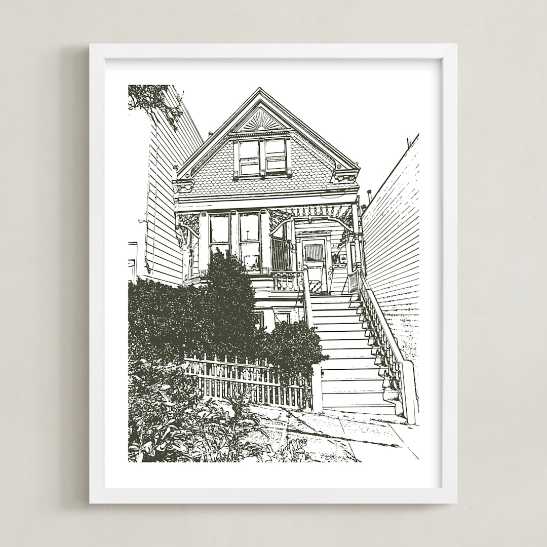 "House: Portrait White Border Custom Print" - Custom Print in Olive Shadow by Minted - Framed