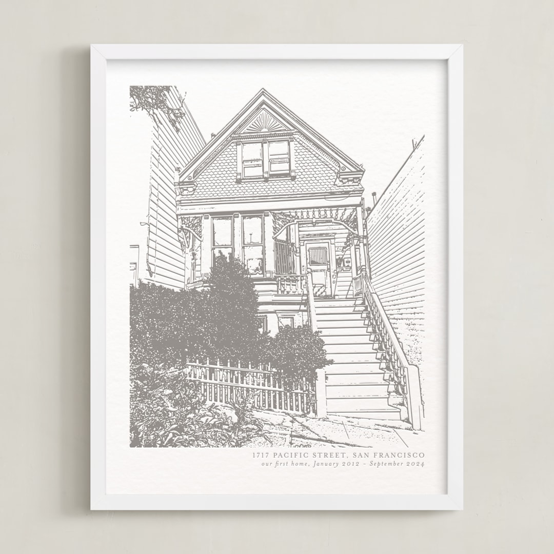 "House: Portrait Custom Letterpress Print" - Custom Letterpress Print in Warm Gray by Minted - Framed