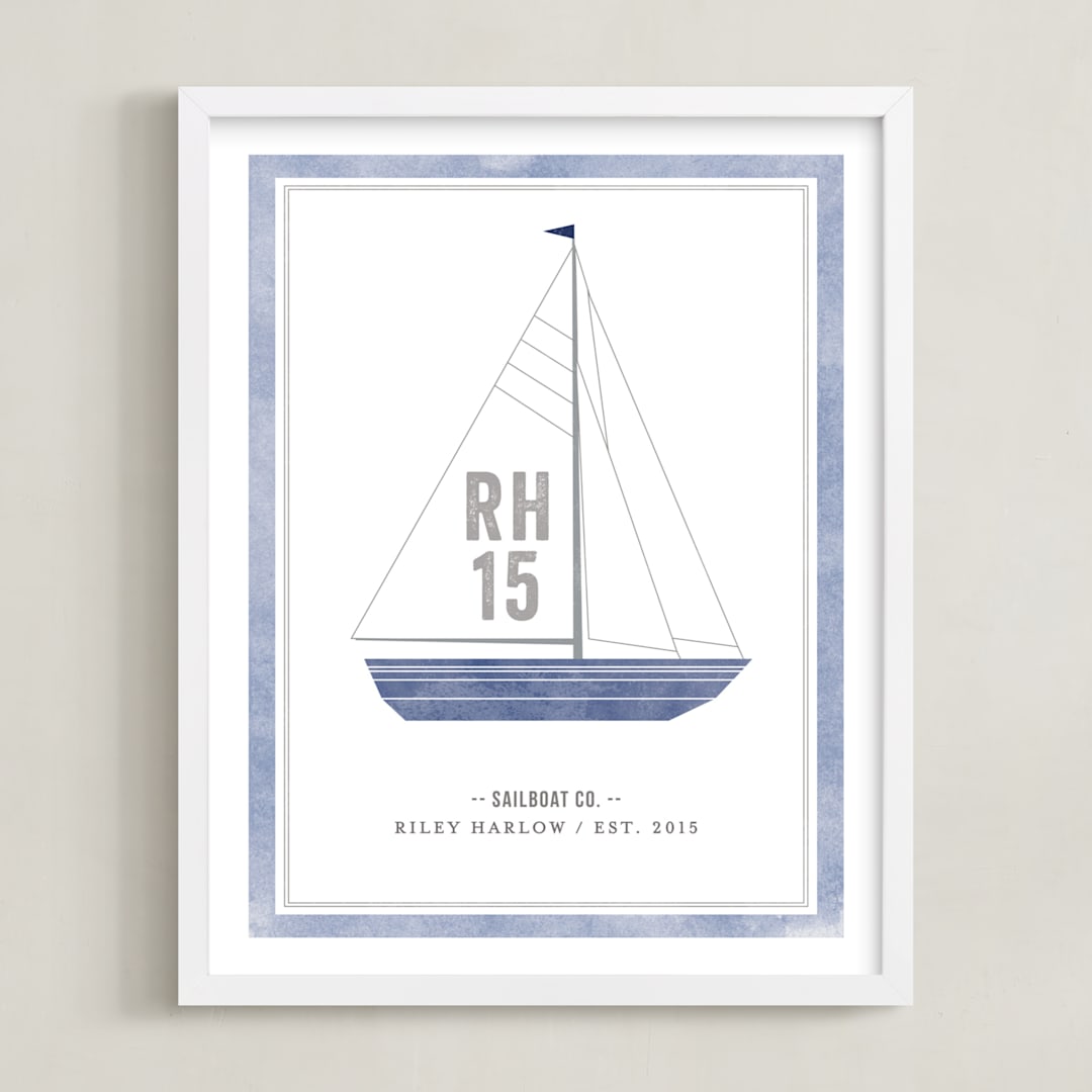"Sailboat co." - Personalized Art Print in Ocean by cambria - Framed