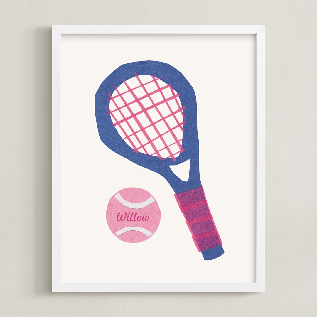 "Electric Sports 1" - Personalized Art Print in Cobalt by Carrie Moradi - Framed