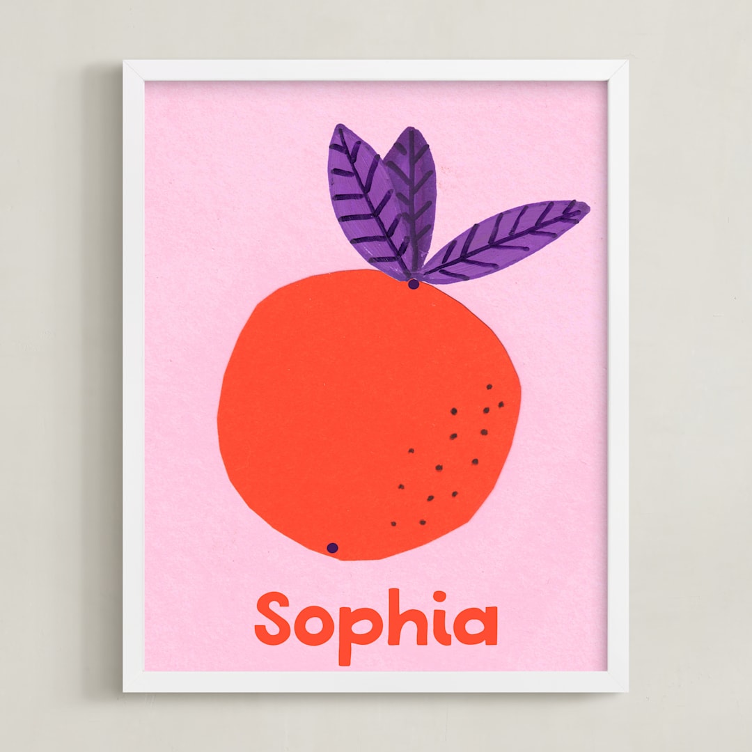 "My Fruity Family III" - Personalized Art Print in Citrus by Marta Crea - Framed