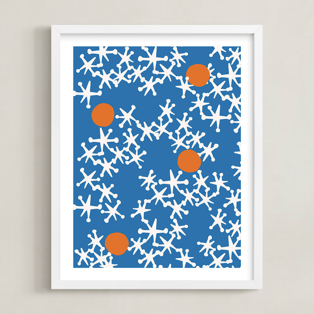 "Fun & Games III" - Art Print in Blue by Ampersand Design Studio - Framed