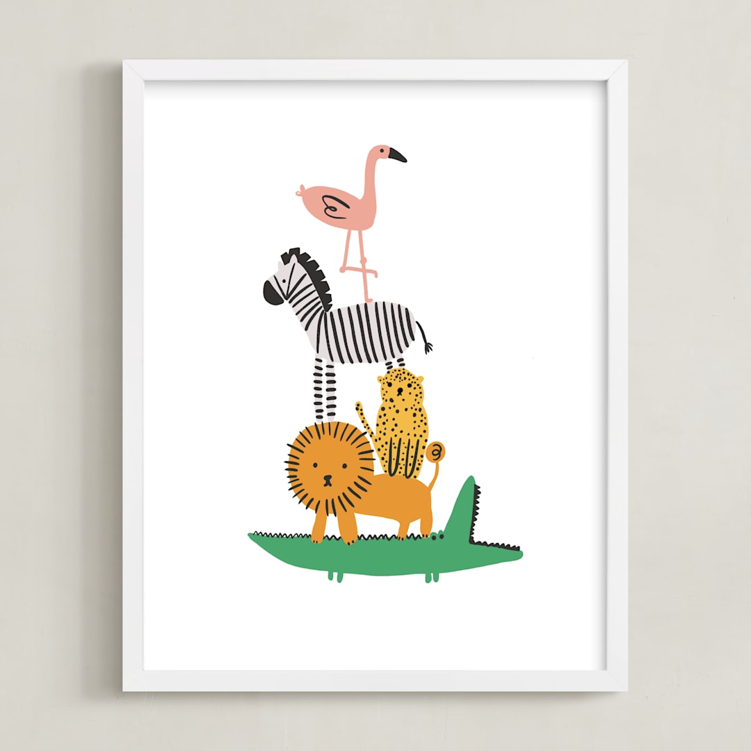"Safari Stack" - Art Print in Jungle by Hudson meet Rose - Framed