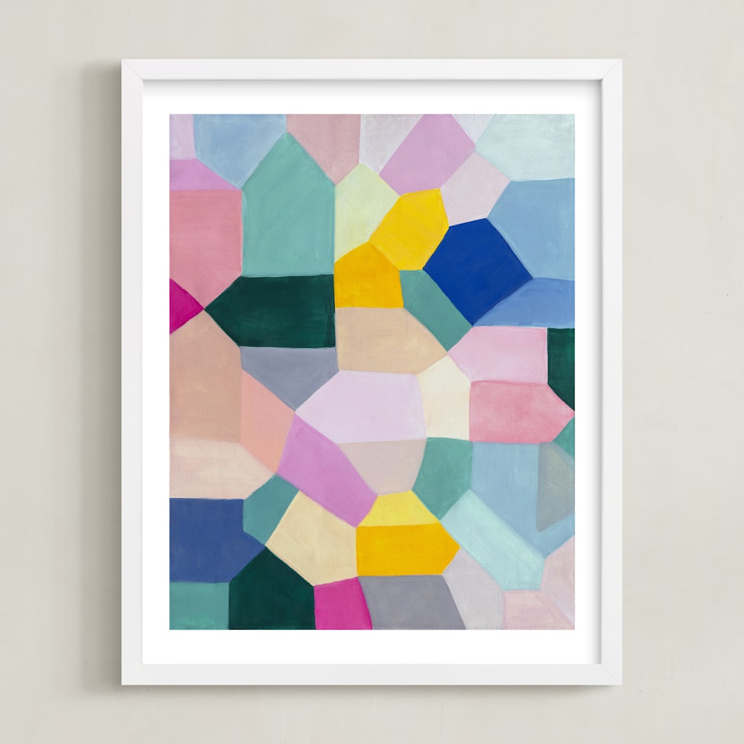 "Safe as houses" - Art Print in peach by raven erebus - Framed