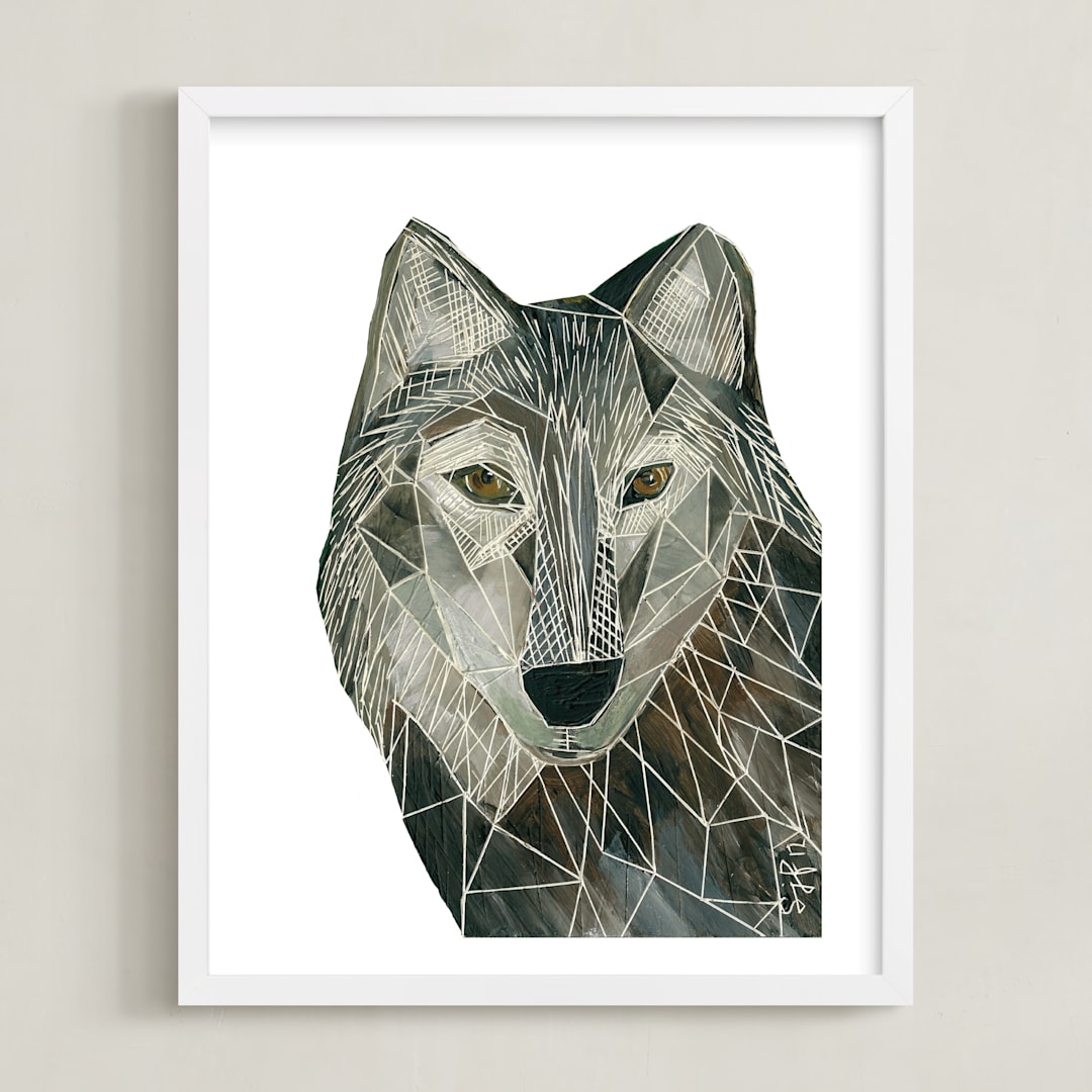 "Senor Wolf" - Art Print in Shadow by Sarah Fitzgerald - Framed