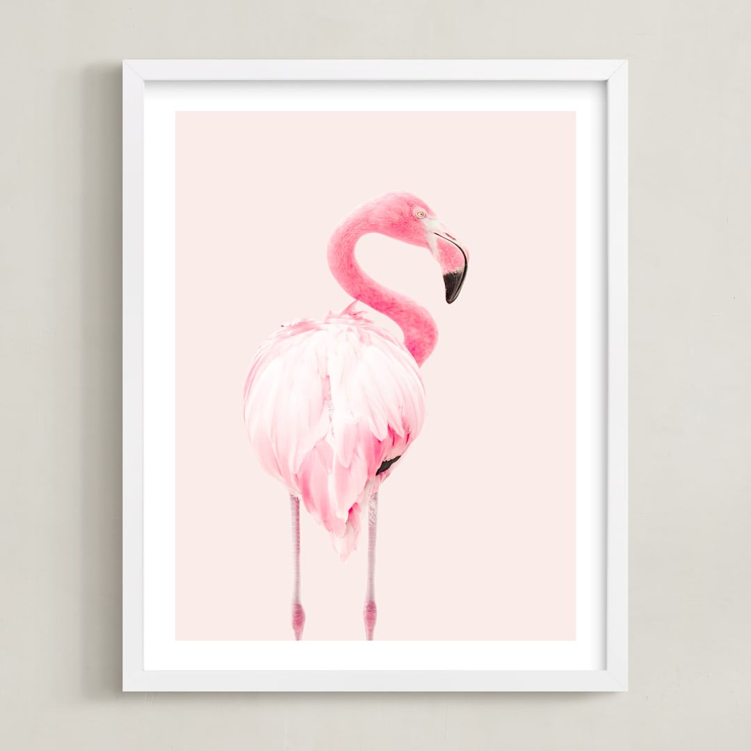 "PINK_" - Art Print in White by Rega - Framed