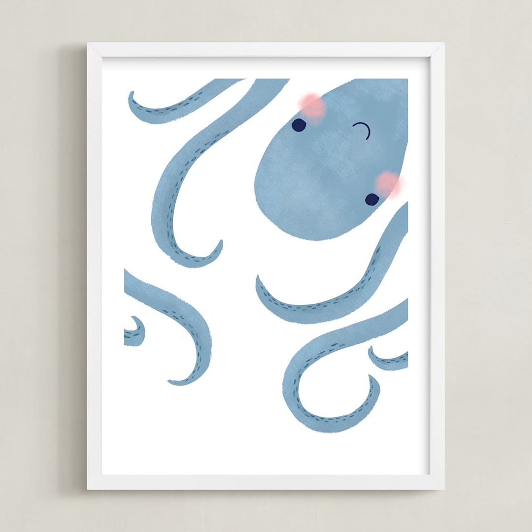 "Little Septopus" - Art Print in Ocean by Jackie Crawford - Framed
