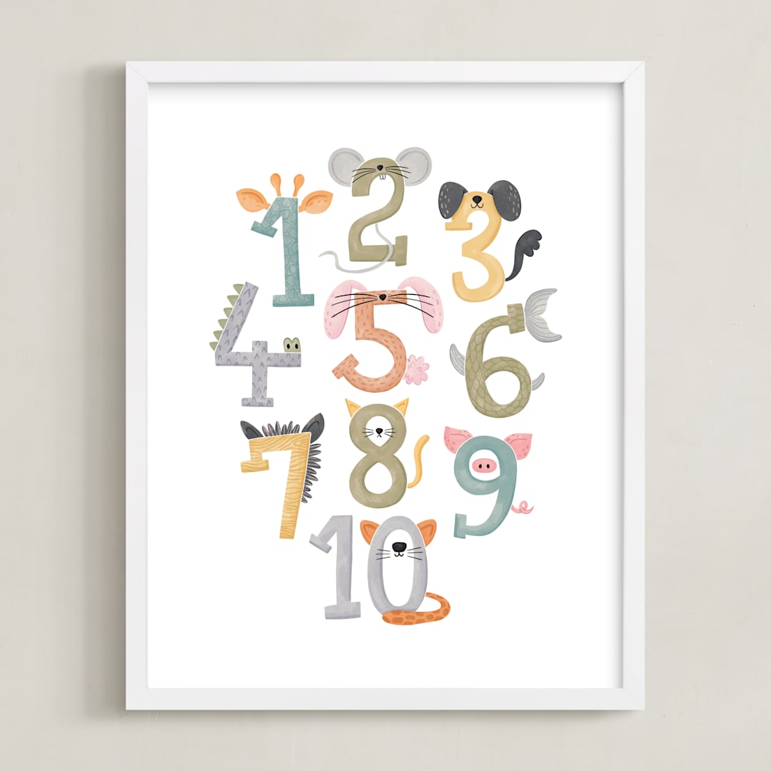 "Numbers in Disguise" - Art Print in Pastels by Serineh Eliasian - Framed