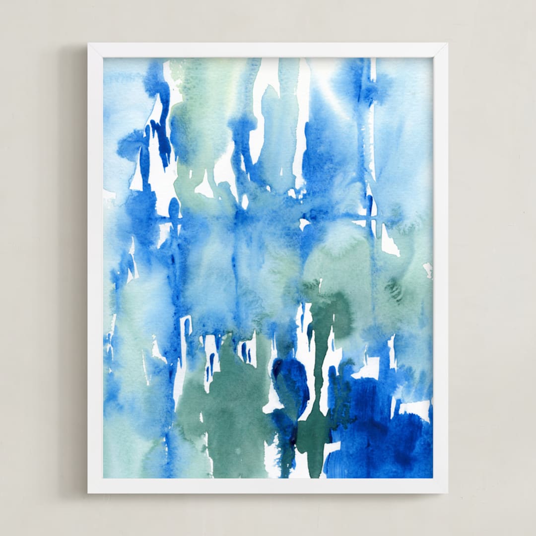 "Wash Away" - Art Print in Deep Blue by Chelsey Scott - Framed