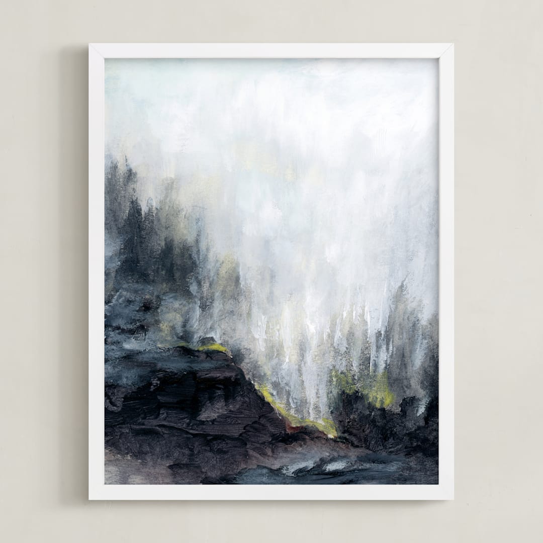"The Clearing" - Art Print in Grey blue by Mande Calhoun - Framed