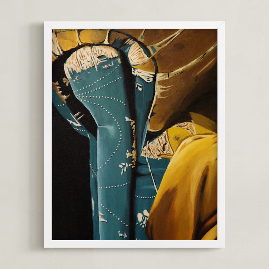 "Weathered Home" - Art Print in Deep Teal by Erin Niehenke - Framed