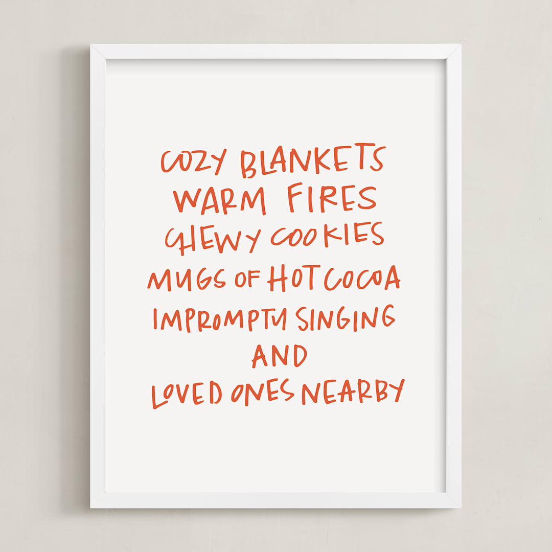 "This Season" - Art Print in Tangerine by Annie Montgomery - Framed