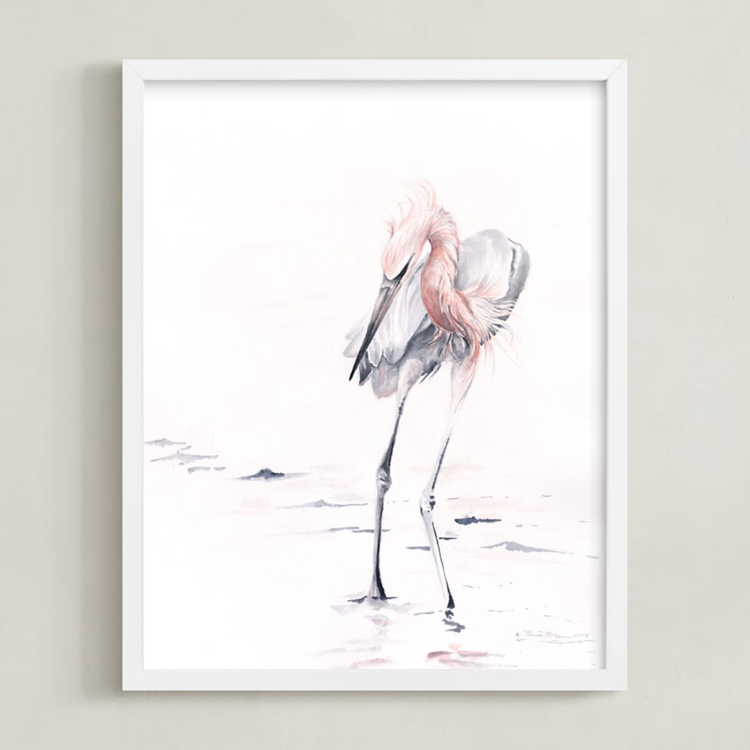 "Reddish Egret" - Art Print in reddish egret by Annie Moran - Framed