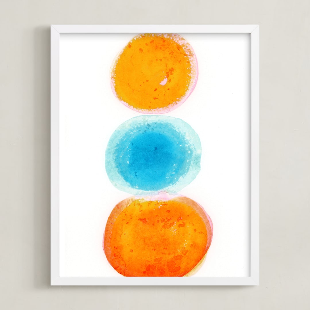 "Snowcone in Aruba" - Art Print in Orange Coral by Alex Isaacs Designs - Framed