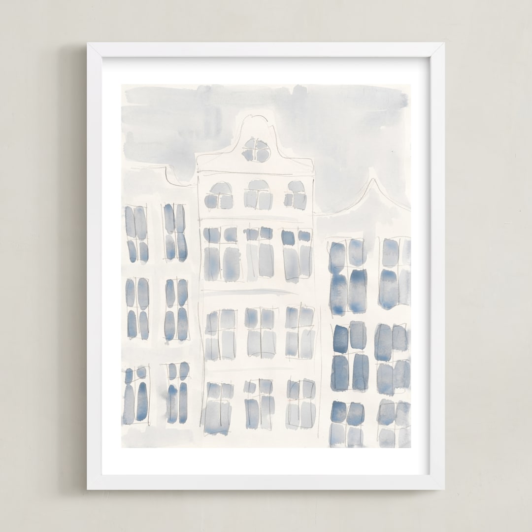"skyscraper" - Art Print in White by Susanne Kasielke - Framed