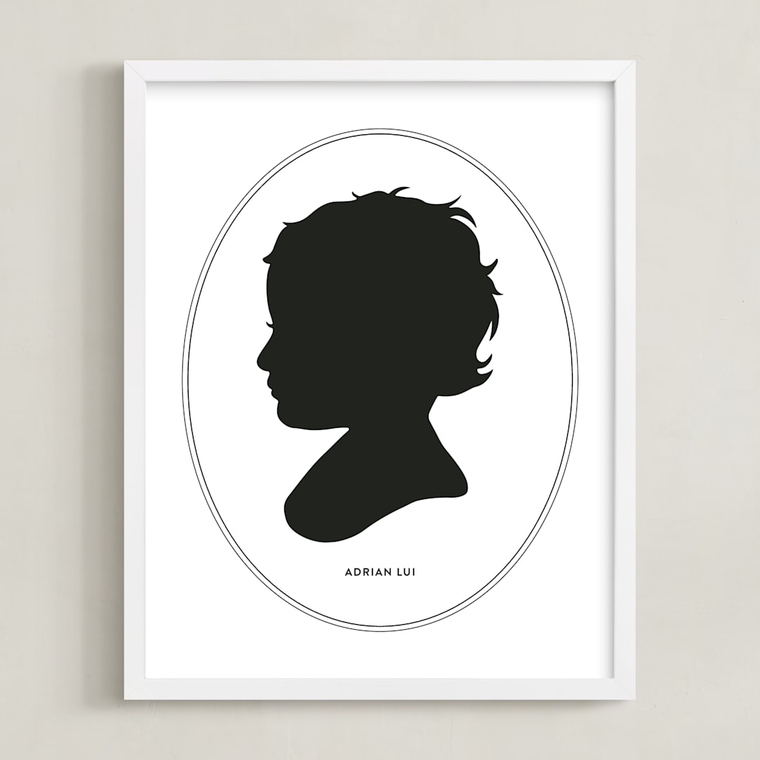 "Cameo Silhouette: Custom Print" - Custom Print in Black by Minted - Framed