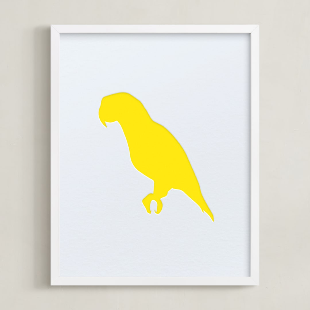 "Pet Silhouette: Custom Letterpress Print " - Custom Letterpress Print in Neon Yellow by Minted - Framed