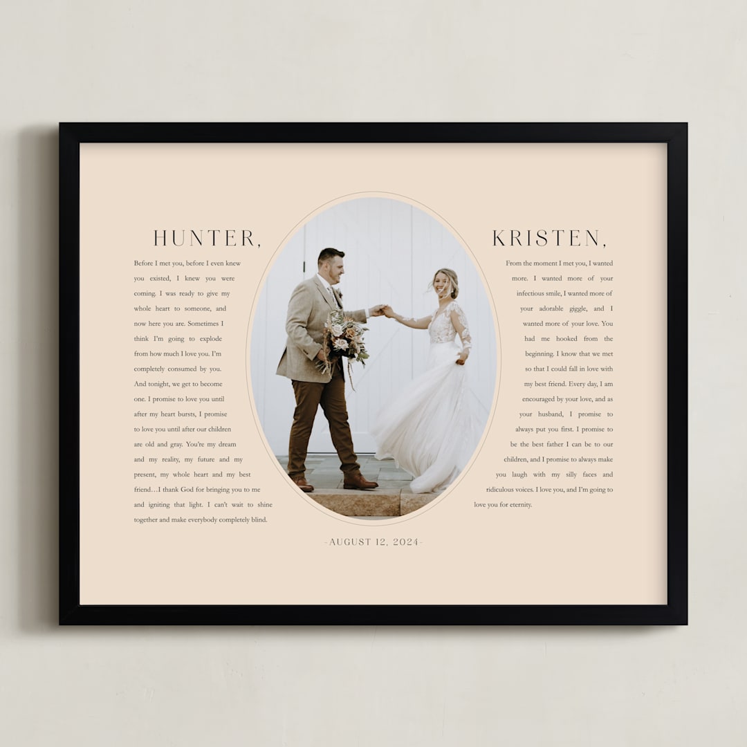 "Our Vows: Framed Photo" - Framed Photo in Blush by Sarah Curry - Framed