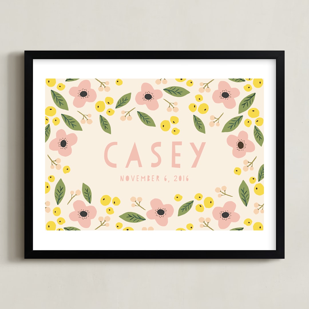 "Pink Lemonade" - Personalized Art Print in Lemonade by Haley McCoy - Framed