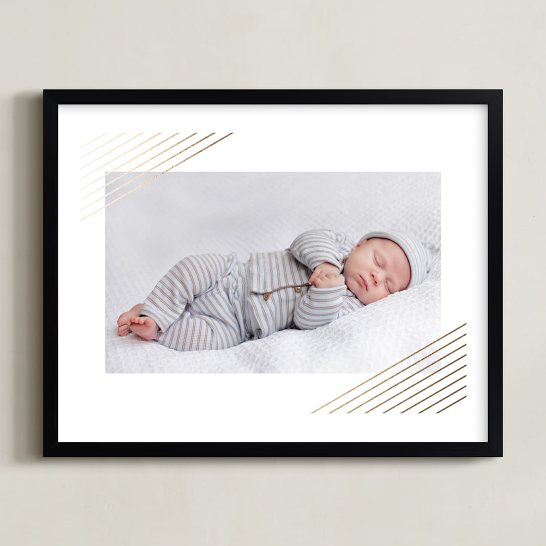 "Modern Shimmer" - Personalized Foil-Pressed Art Print in Gold by Alston Foster - Framed